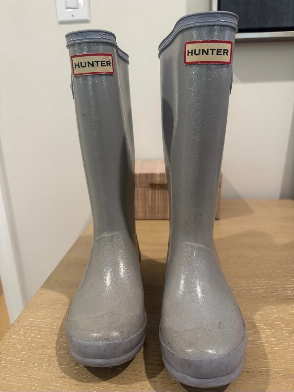 Hunter Kids Light Blue Glitter Rain Boots